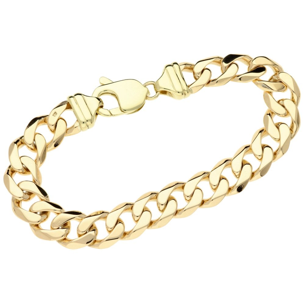 Gents 9ct Yellow Gold Heavy Curb Bracelet - 9" - 56g