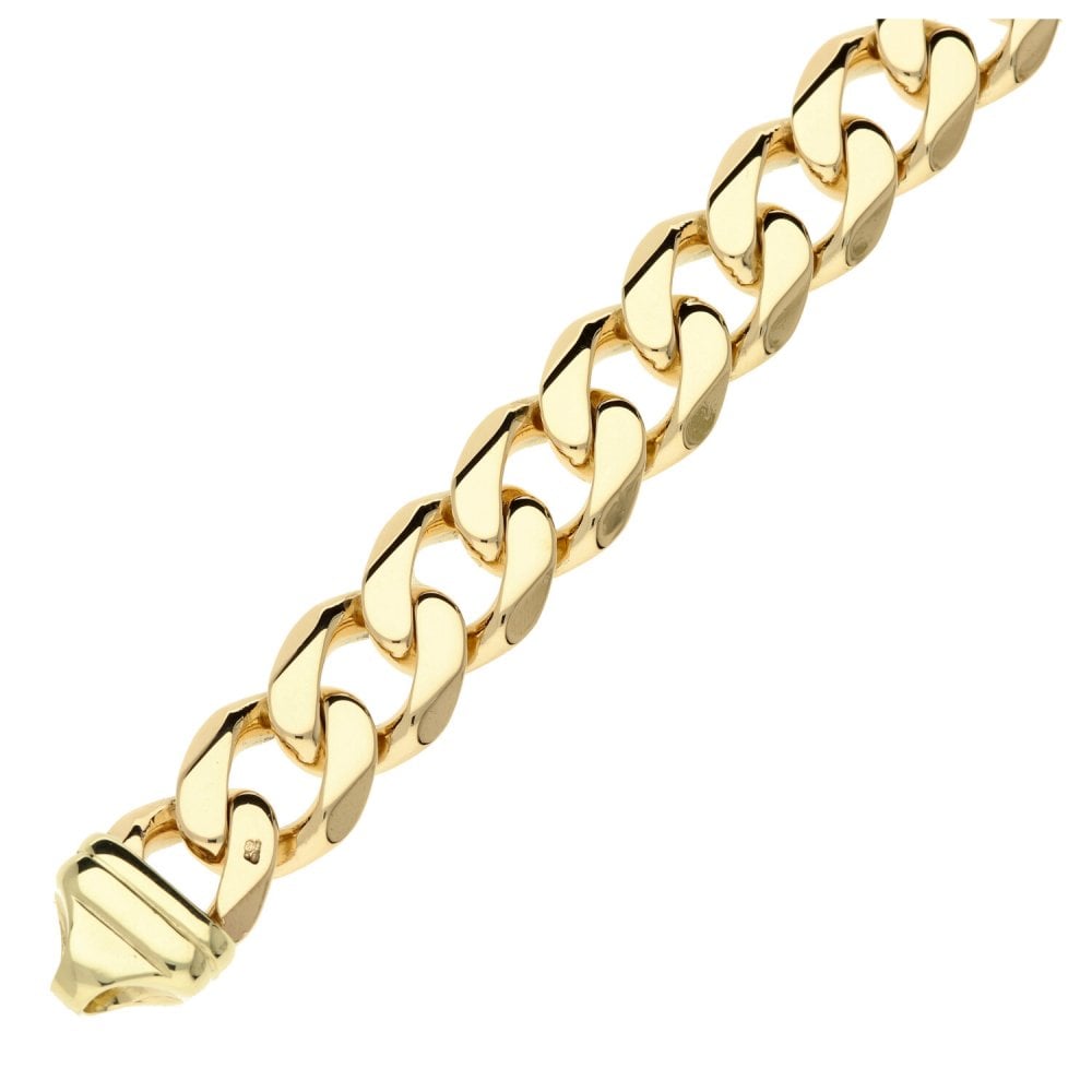 Gents 9ct Yellow Gold Heavy Curb Bracelet - 9" - 56g