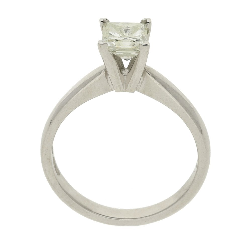Ladies 18ct White Gold Princess Cut Diamond Ring - Size N