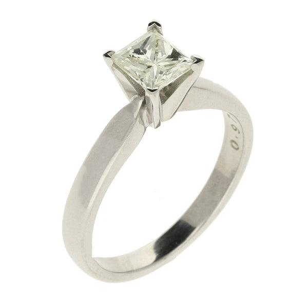 Ladies 18ct White Gold Princess Cut Diamond Ring - Size N