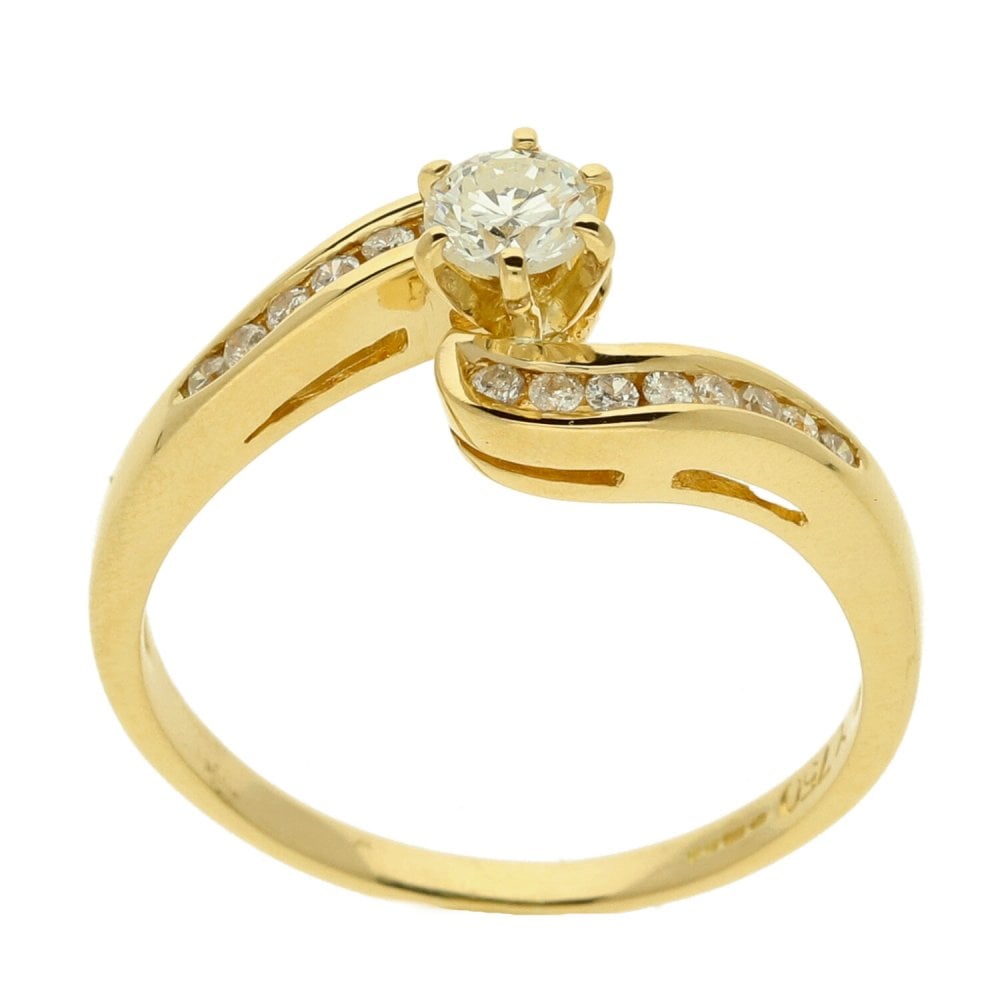 Ladies 18ct Yellow Gold Diamond Twist Ring - Size Q