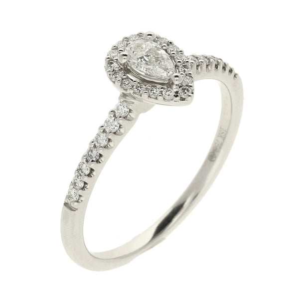 Ladies 18ct White Gold Diamond Pear Shape Cluster Ring - 0.40ct