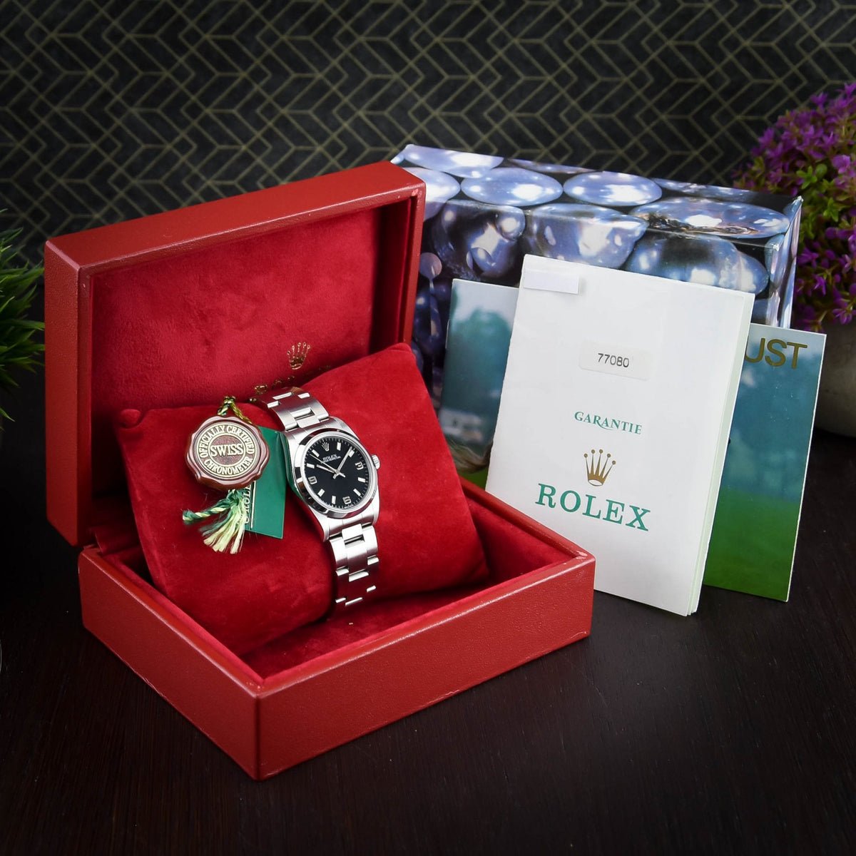 Oyster Perpetual Watch 77080 - Black Dial - 2002