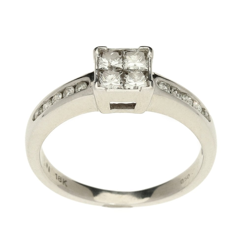 Ladies 18ct White Gold Diamond Ring - Size L
