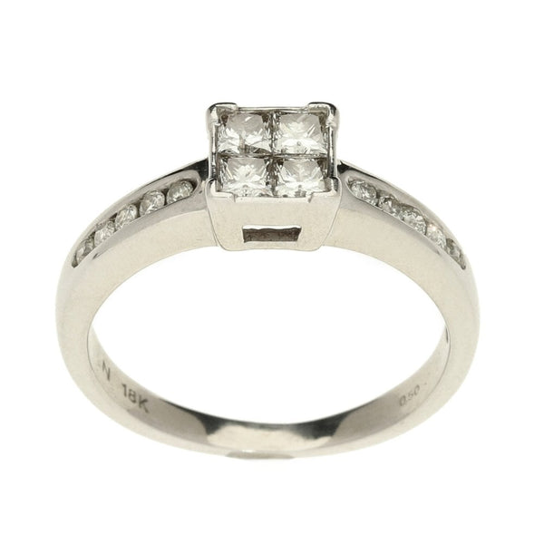 Ladies 18ct White Gold Diamond Ring - Size L