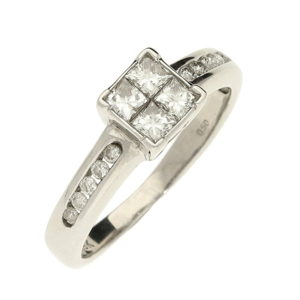 Ladies 18ct White Gold Diamond Ring - Size L