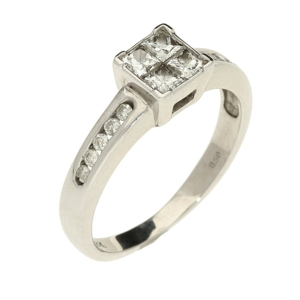 Ladies 18ct White Gold Diamond Ring - Size L