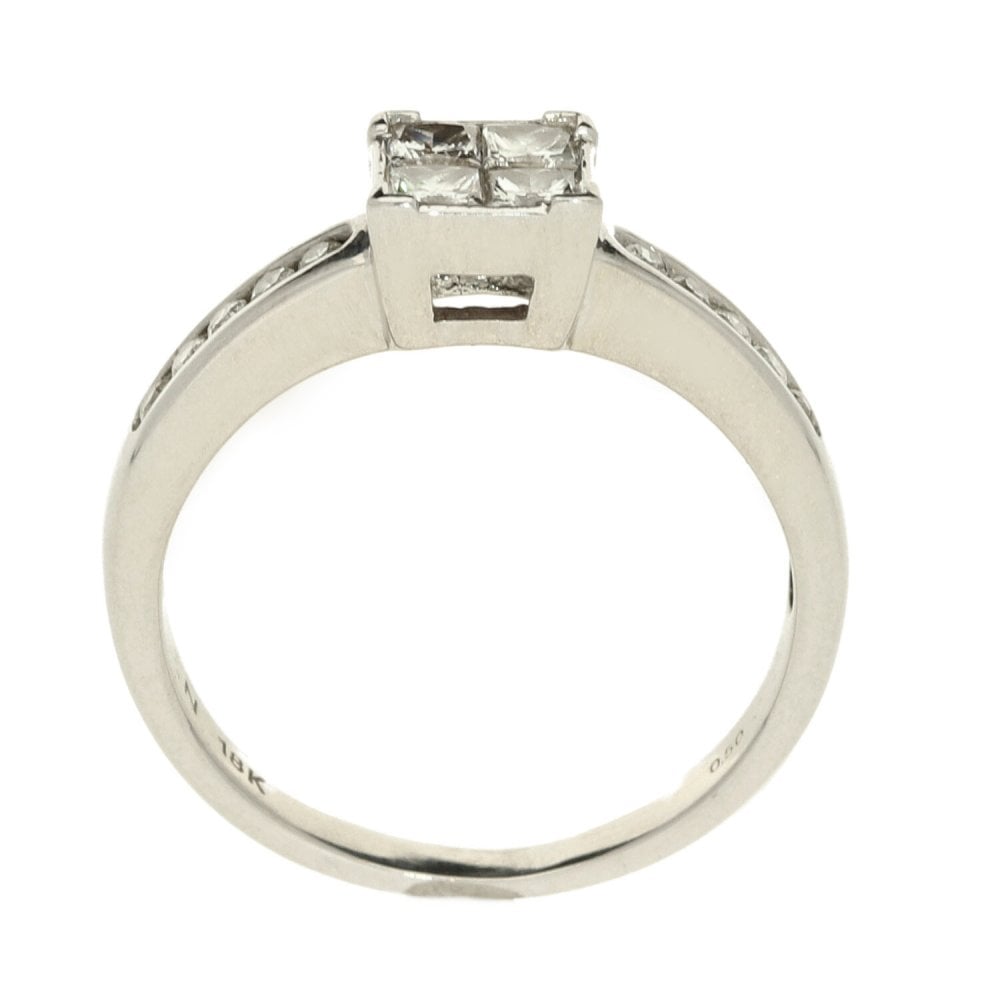 Ladies 18ct White Gold Diamond Ring - Size L