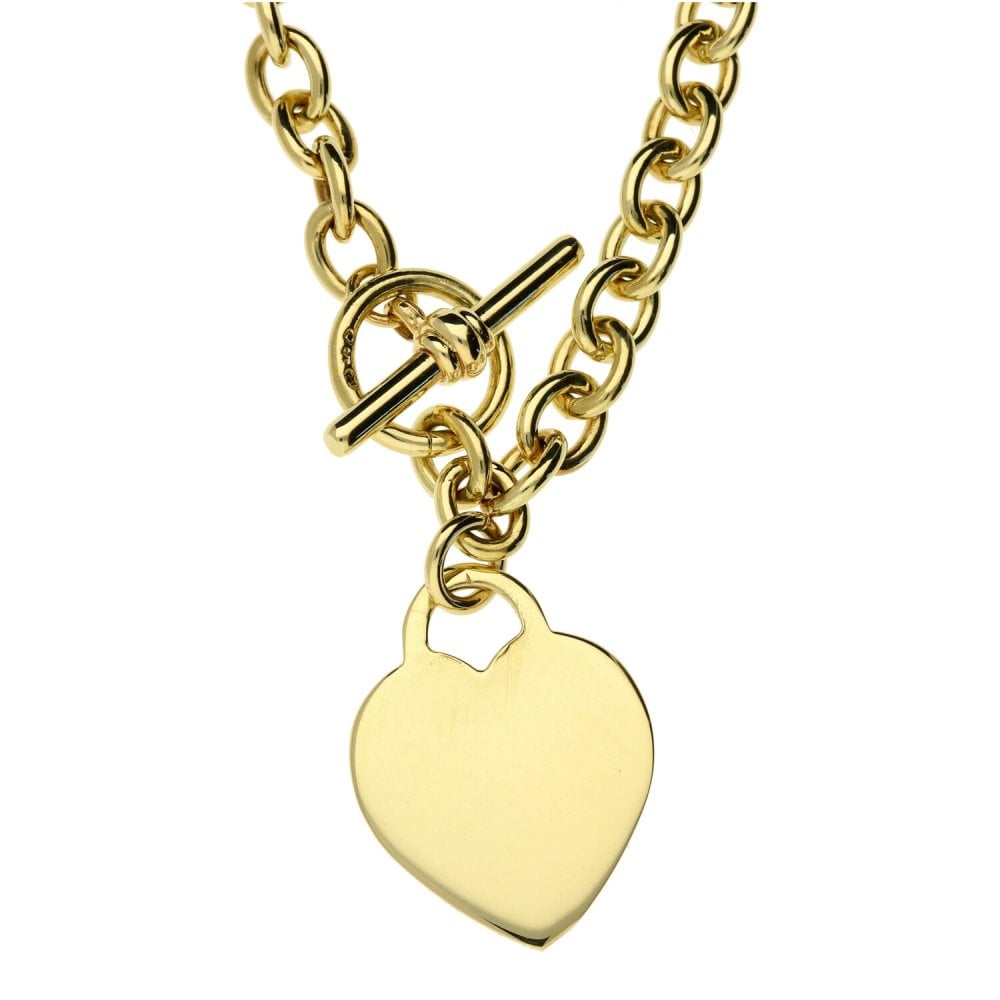 9ct Yellow Gold Heart Pendant & Chain - 36.2g