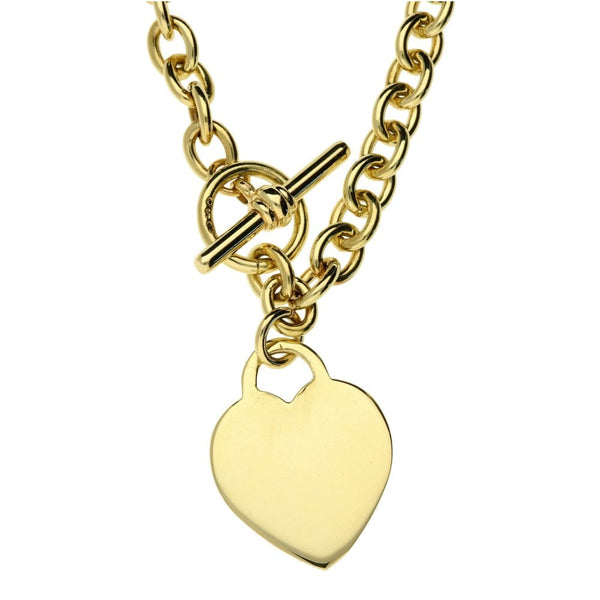 9ct Yellow Gold Heart Pendant & Chain - 36.2g