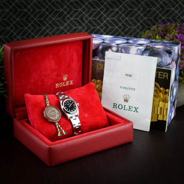 Oyster Perpetual 76080 - Ladies Watch - Black Dial - 1999