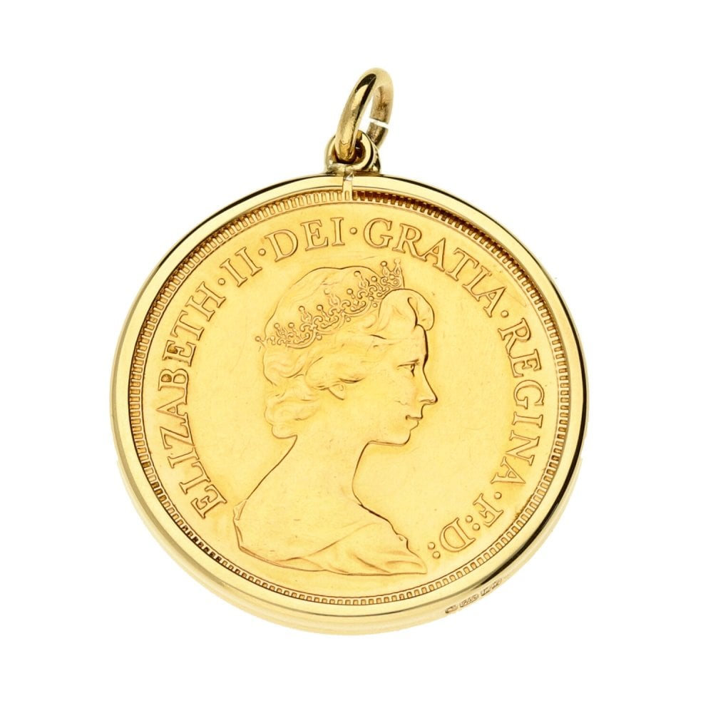 1978 9ct Yellow Gold Full Sovereign Coin Pendant - 8.8g
