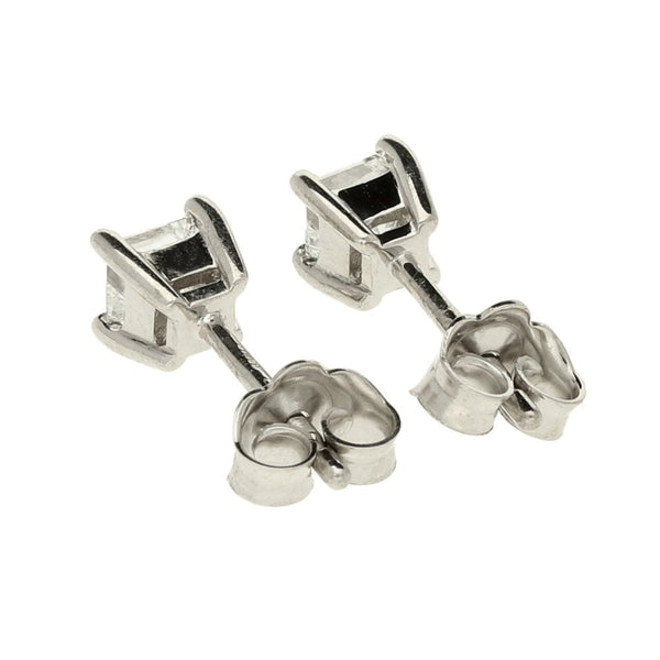 Ladies 18ct White Gold Diamond Princess Cut Studs - 0.50ct