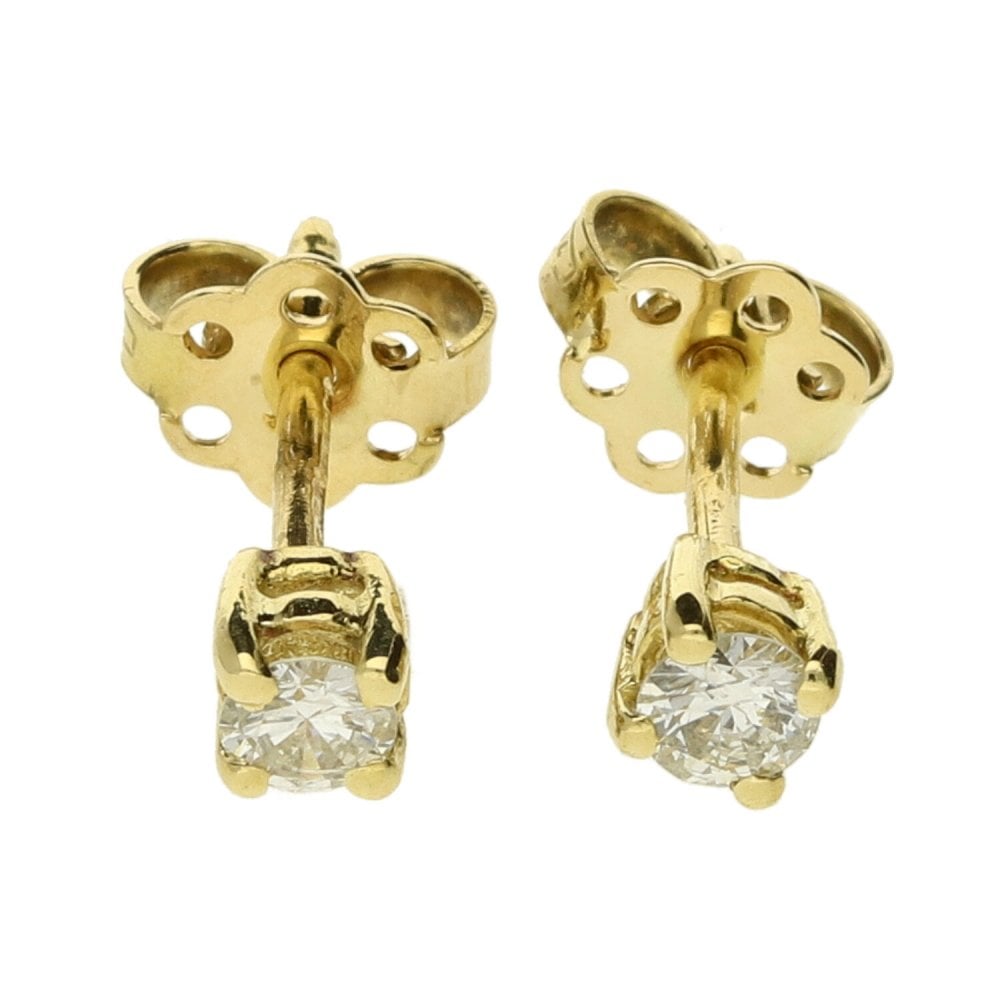 Ladies 18ct Yellow Gold Diamond Stud Earrings - 0.26ct