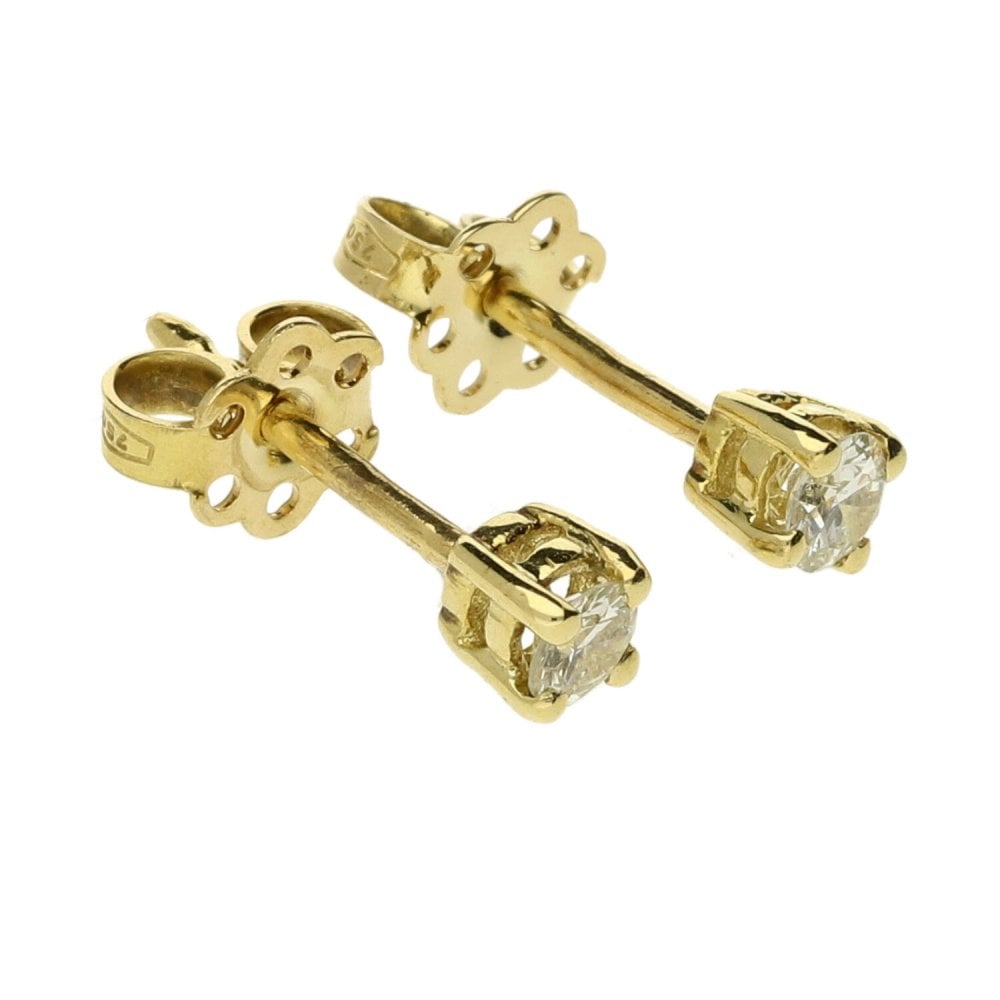 Ladies 18ct Yellow Gold Diamond Stud Earrings - 0.26ct