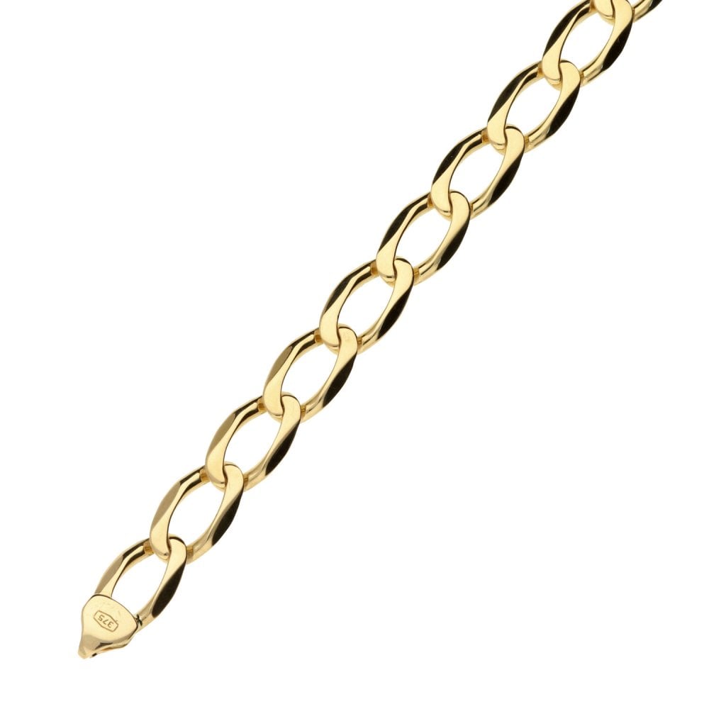 Gents 9ct Yellow Gold Curb Bracelet - 8.5" - 12.0g