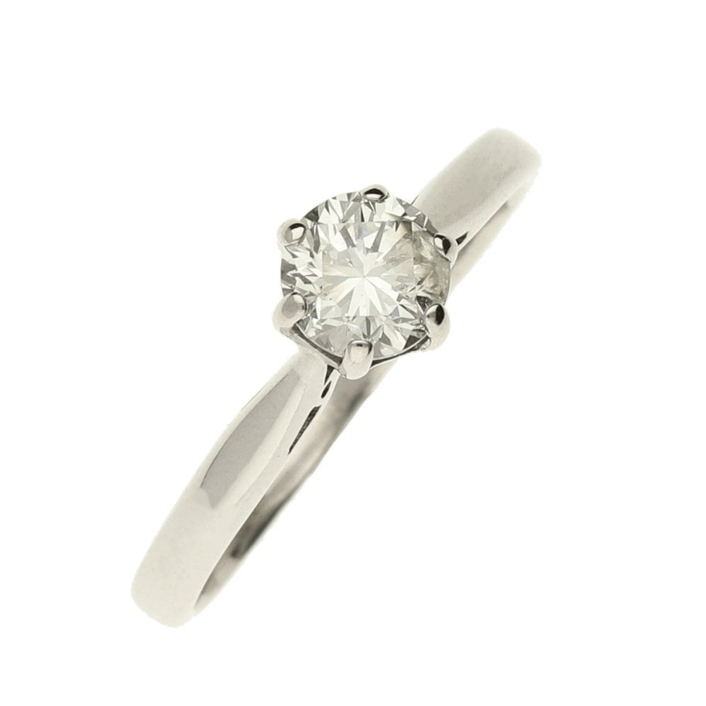 Ladies 18ct White Gold Diamond Engagement Ring - Size O