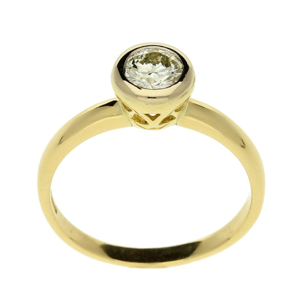 Ladies 14ct Yellow Gold Diamond Solitaire Ring - Size P - 0.50ct