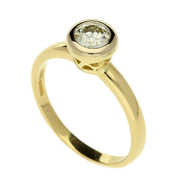 Ladies 14ct Yellow Gold Diamond Solitaire Ring - Size P - 0.50ct
