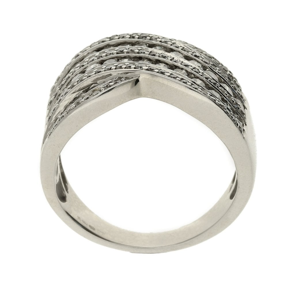 Ladies 18ct White Gold Diamond Fancy Band Ring - Size M