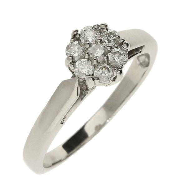 Ladies 18ct White Gold Diamond Cluster Ring - Size U - 0.50ct