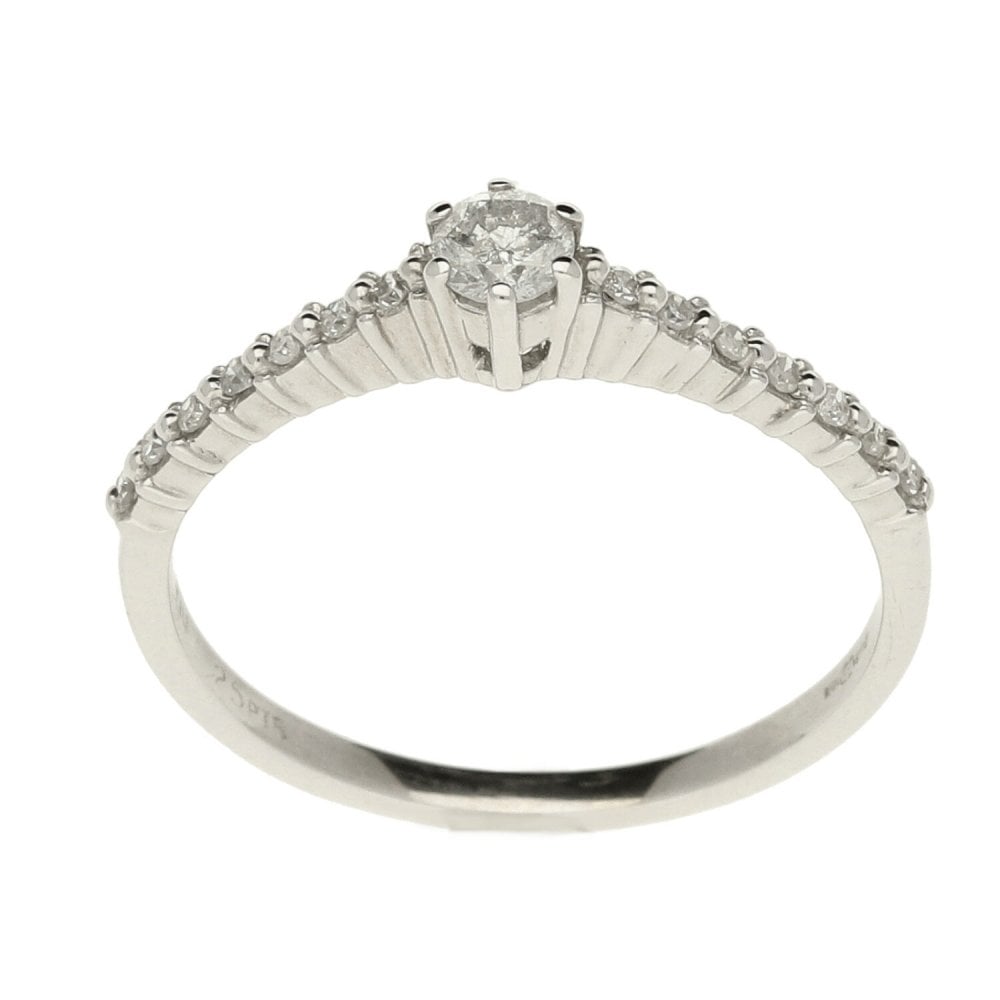 Ladies 18ct White Gold Diamond Ring - Size O - 0.25ct