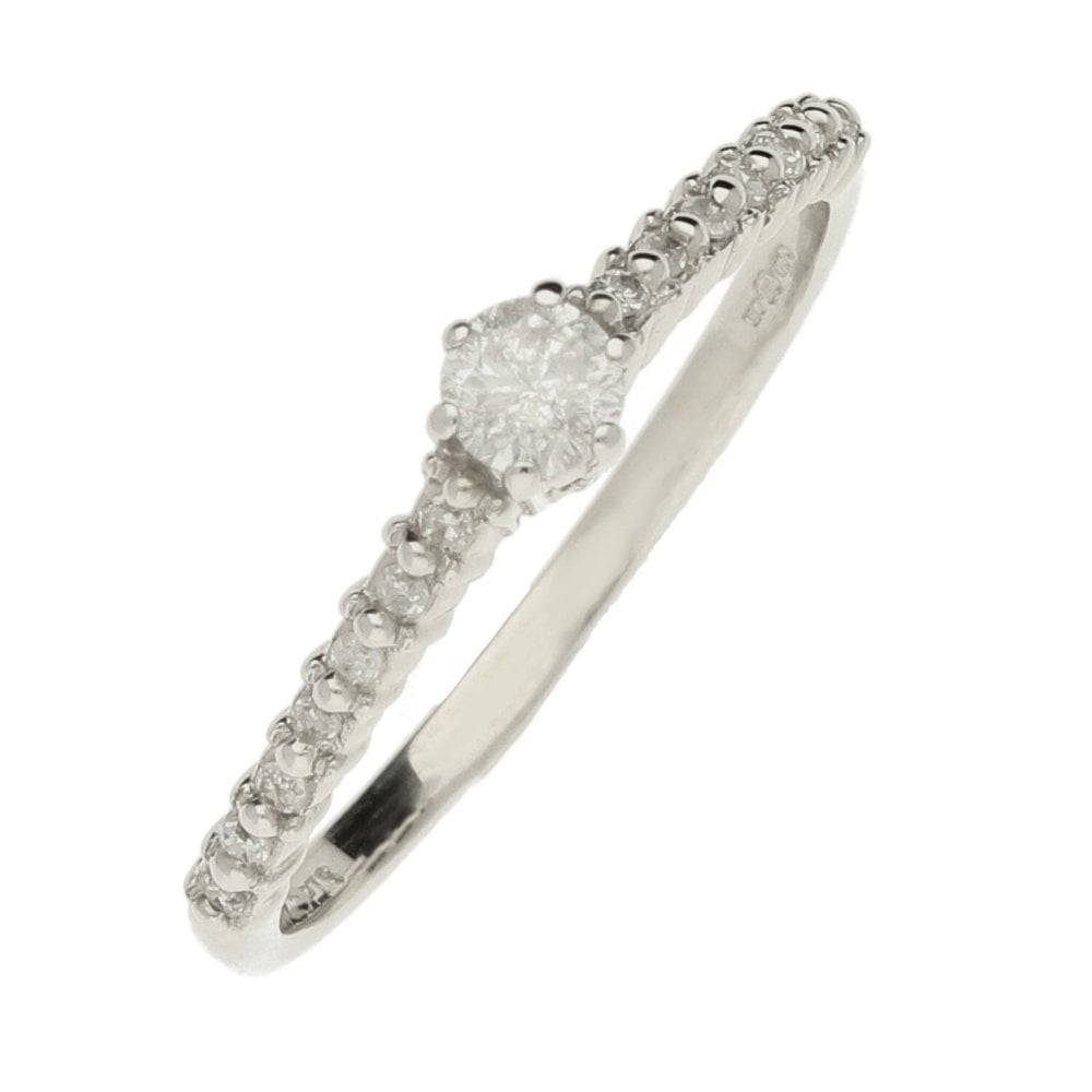 Ladies 18ct White Gold Diamond Ring - Size O - 0.25ct