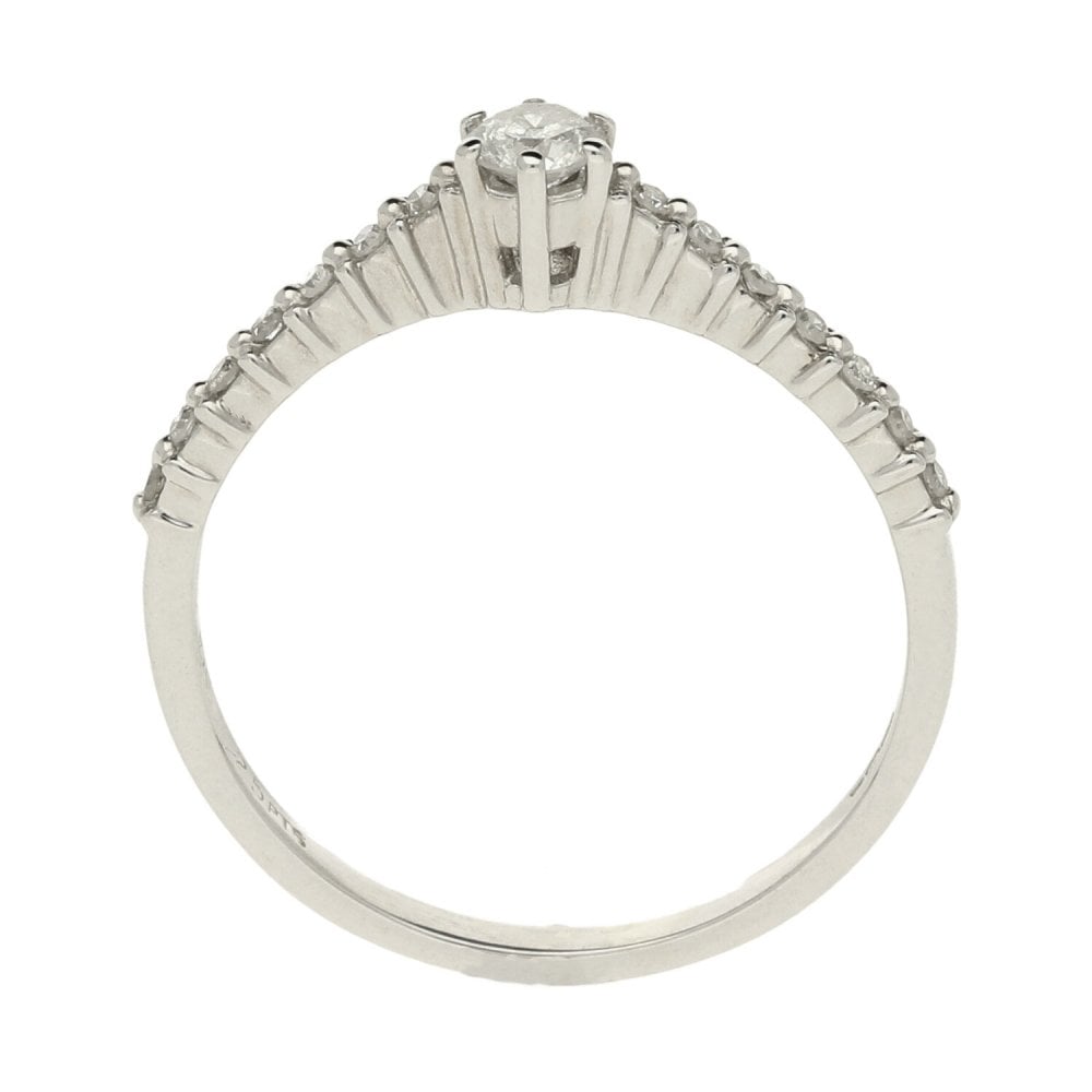 Ladies 18ct White Gold Diamond Ring - Size O - 0.25ct