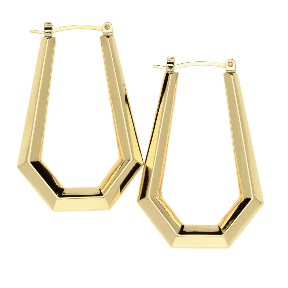Ladies 9ct Yellow Gold Creole Style Earrings - 2.6g