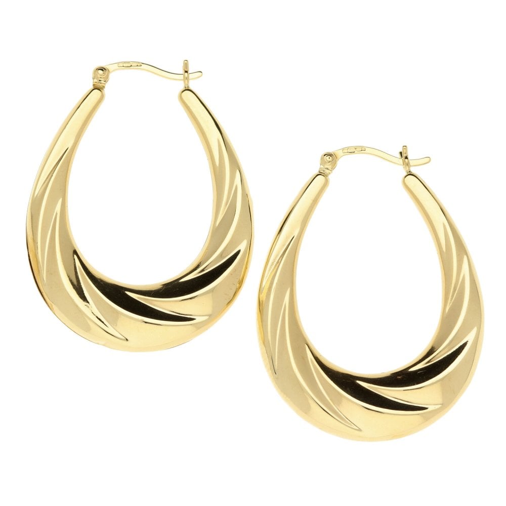 Ladies 9ct Yellow Gold Creole Earrings - 3.0g