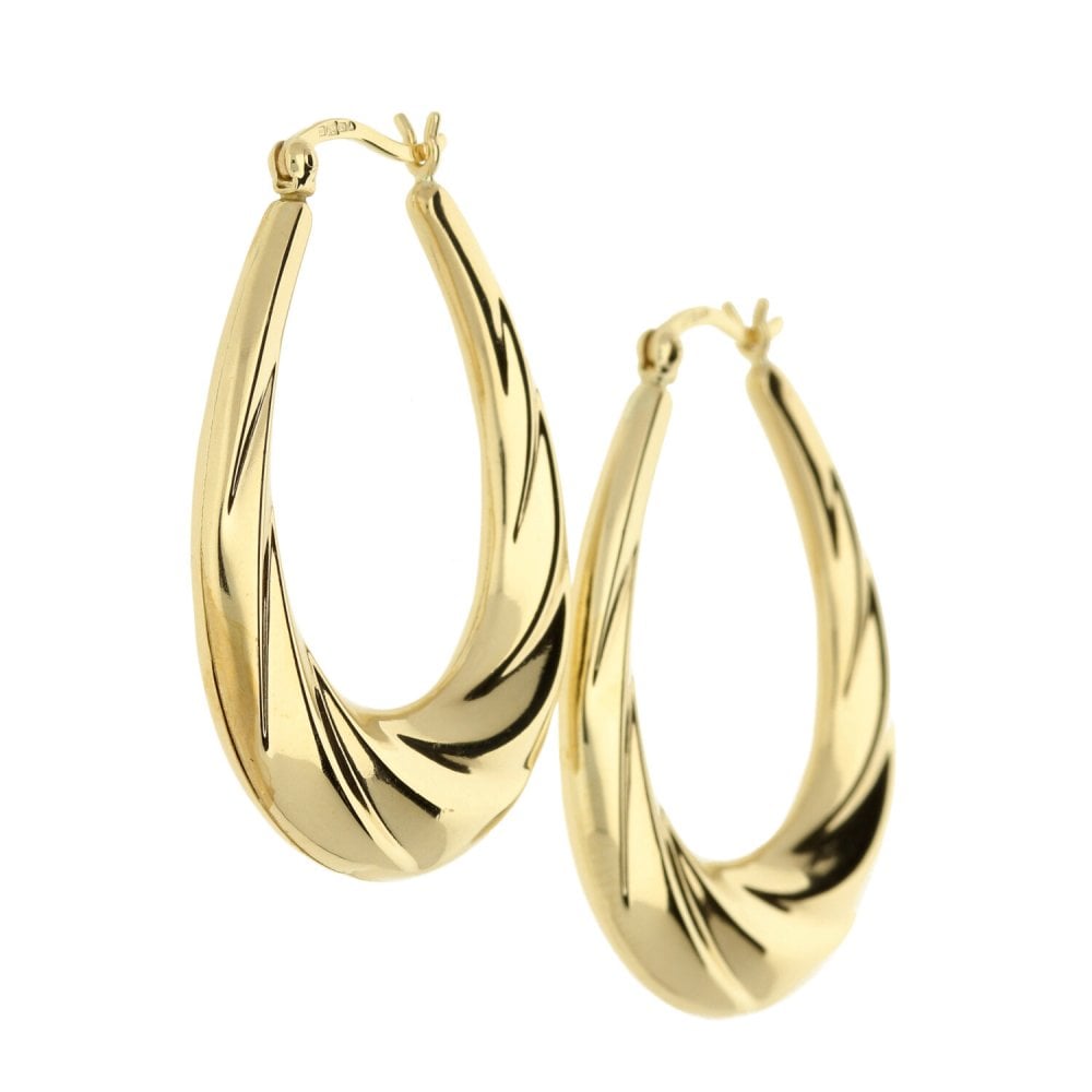 Ladies 9ct Yellow Gold Creole Earrings - 3.0g