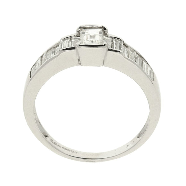 Ladies 18ct White Gold Baguette Diamond Ring - Size N