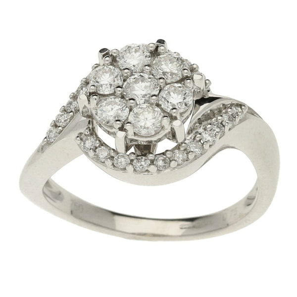 Ladies 18ct White Gold Diamond Cluster Ring - Size M½