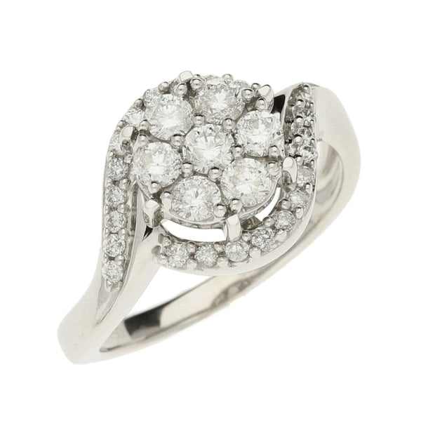 Ladies 18ct White Gold Diamond Cluster Ring - Size M½