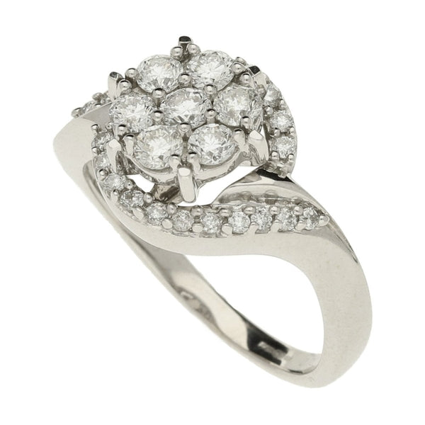Ladies 18ct White Gold Diamond Cluster Ring - Size M½