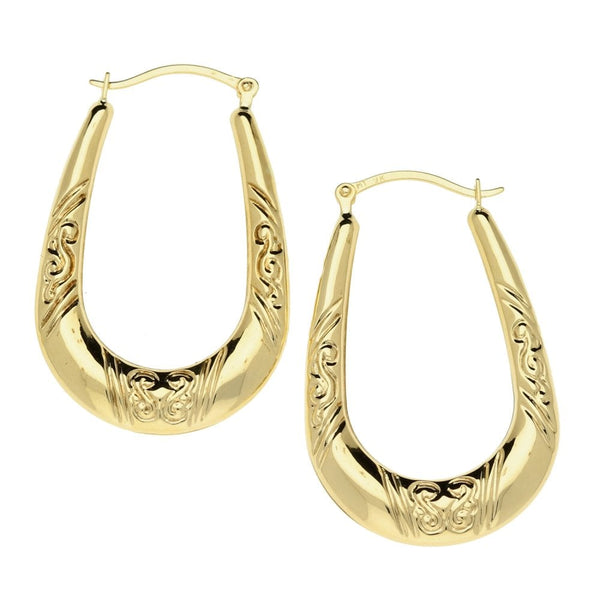 Ladies 9ct Yellow Gold Creole Earrings - 1.3g