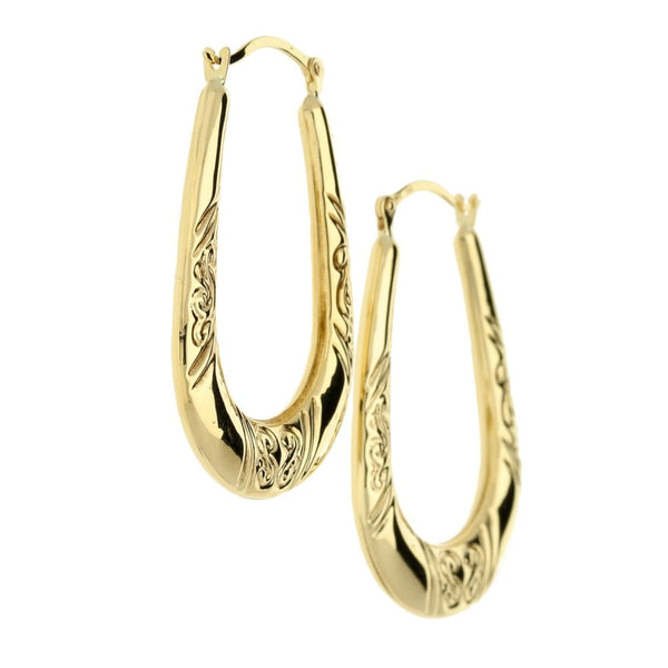 Ladies 9ct Yellow Gold Creole Earrings - 1.3g