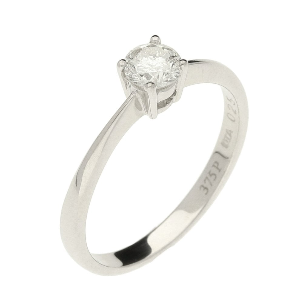 Ladies 9ct White Gold Diamond Engagement Ring - Size L - 0.25ct