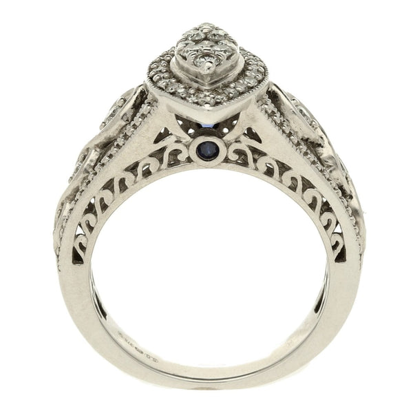 Ladies 9ct White Gold Diamond Cluster Ring - Size J - 0.34ct