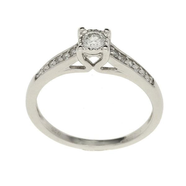 Ladies 9ct White Gold Diamond Engagement Ring - Size M - 0.25ct