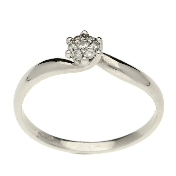 Ladies 18ct White Gold Diamond Cluster Twist Ring - Size T