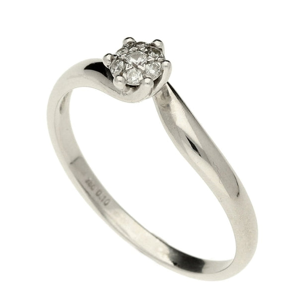 Ladies 18ct White Gold Diamond Cluster Twist Ring - Size T