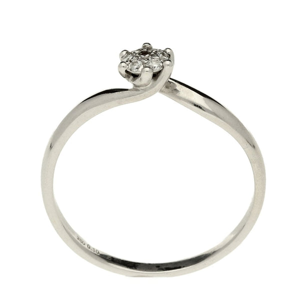 Ladies 18ct White Gold Diamond Cluster Twist Ring - Size T