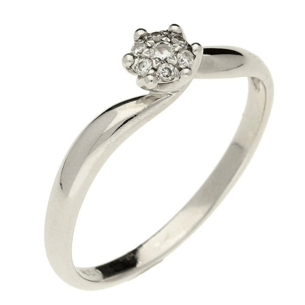 Ladies 18ct White Gold Diamond Cluster Twist Ring - Size T