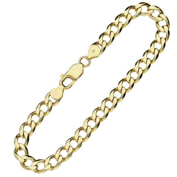 Gent's 9ct Yellow Gold 8.5" Flat D-Cut Curb Bracelet - 16.1g