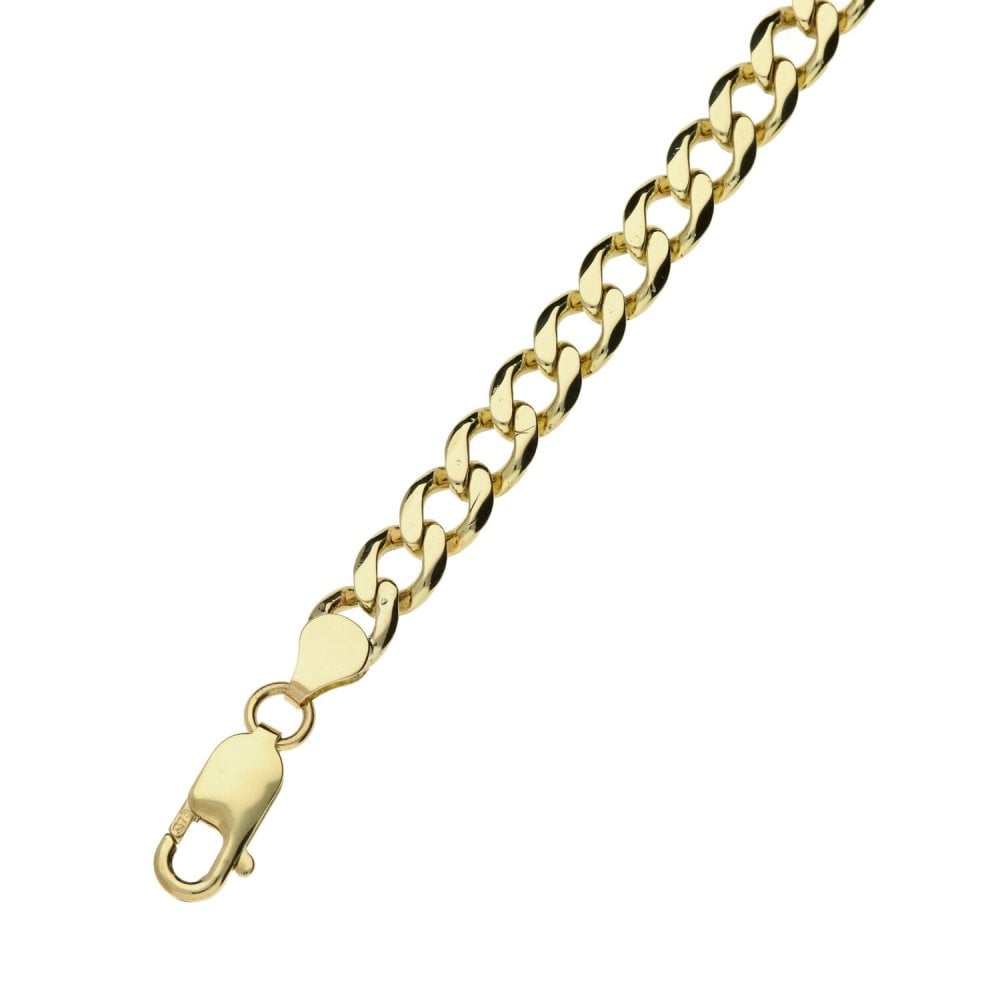 Gent's 9ct Yellow Gold 8.5" Flat D-Cut Curb Bracelet - 16.1g