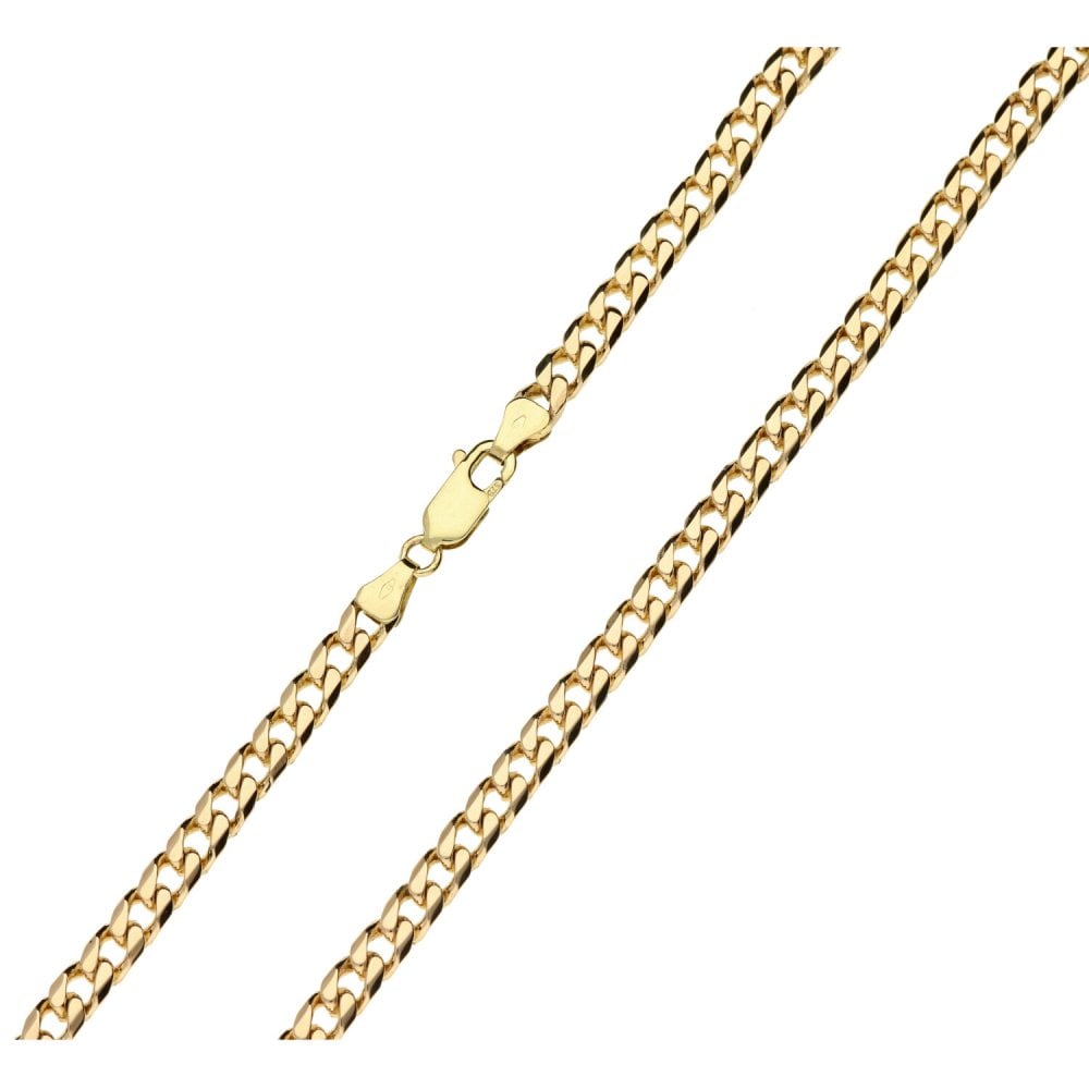 Gents 9ct Yellow Gold 19" Flat D-Cut Curb Chain - 23.8g