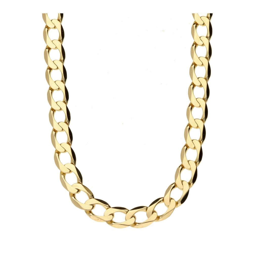 Gent's 9ct Yellow Gold 23" Flat D-Cut Curb Chain - 32g