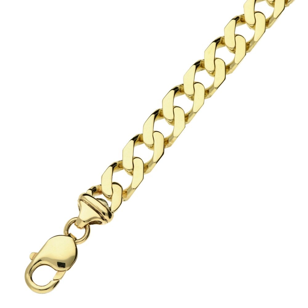 Gent's 9ct Yellow Gold 9.5" Flat D-Cut Curb Bracelet - 36.1g