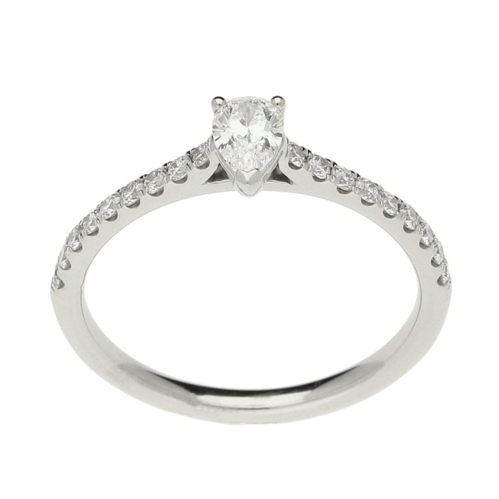 Ladies GIA Certified 0.44ct Diamond Platinum Ring - Colour D